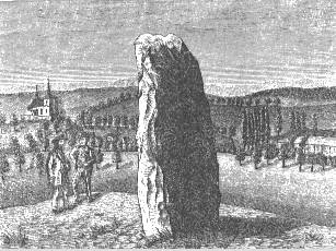 zkamenělý pastýř u Klobuk, kresba K. Myslivce