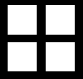  tyto čtyři čtverce vidíme jako kříž